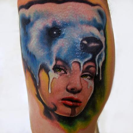 Tattoos - Custom Muecke Tattoo Melting Polarbear Girl - 86212